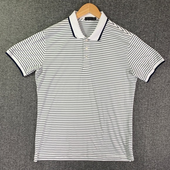 G/FORE Other - G Fore Polo Men Medium White Striped Performance Golf Modern Preppy Stretch